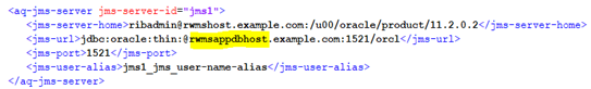 RWMS app schema detail for AQ JMS setup