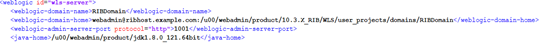 RIB domain details in weblogic-application-servers section