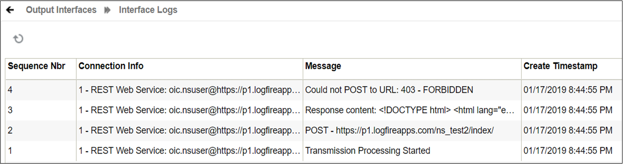 Output Interfaces – Interface Logs