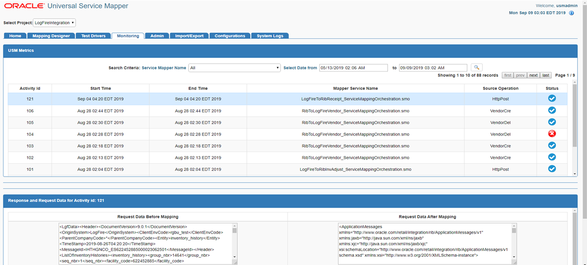 USM Monitoring Tab