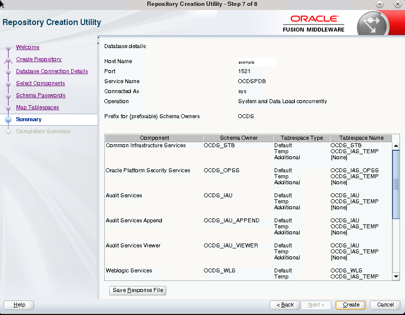 Repository Creation Utility Summary Screen