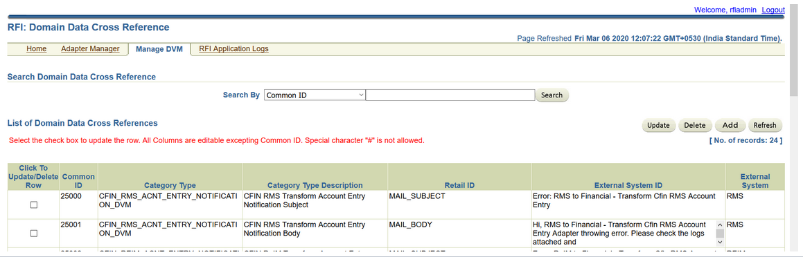 Manage DVM Page