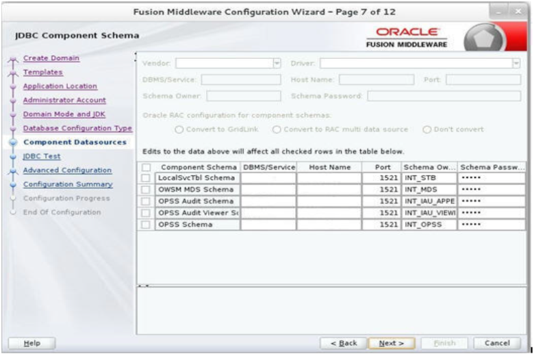 JDBC Component Schema