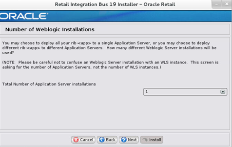 Screen: Number of WebLogic Installations