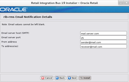 Screen: rib-rms Email Notification Details