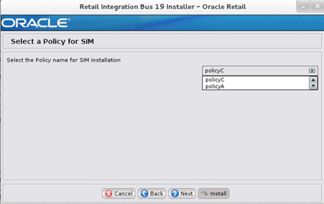 Screen: Select a Policy for SIM