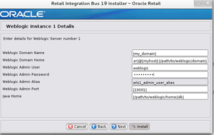 Screen: WebLogic Instance <X> Details