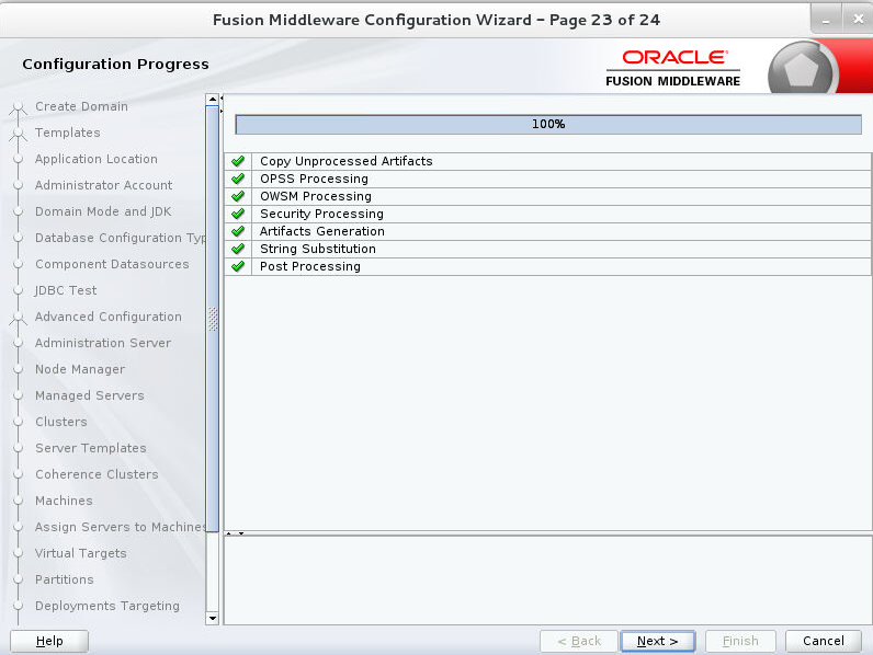 Configuration Progress window