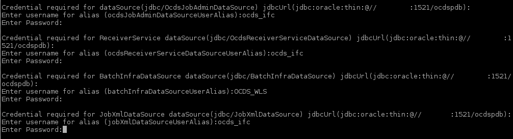 Prompts for Database User Credentials