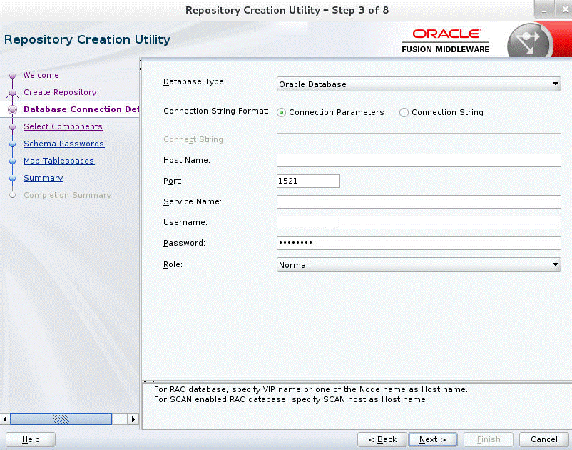Database Credentials Step