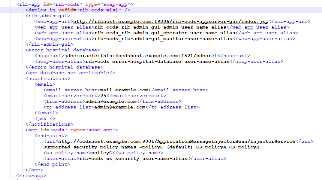 SOAP RIB Admin GUI information