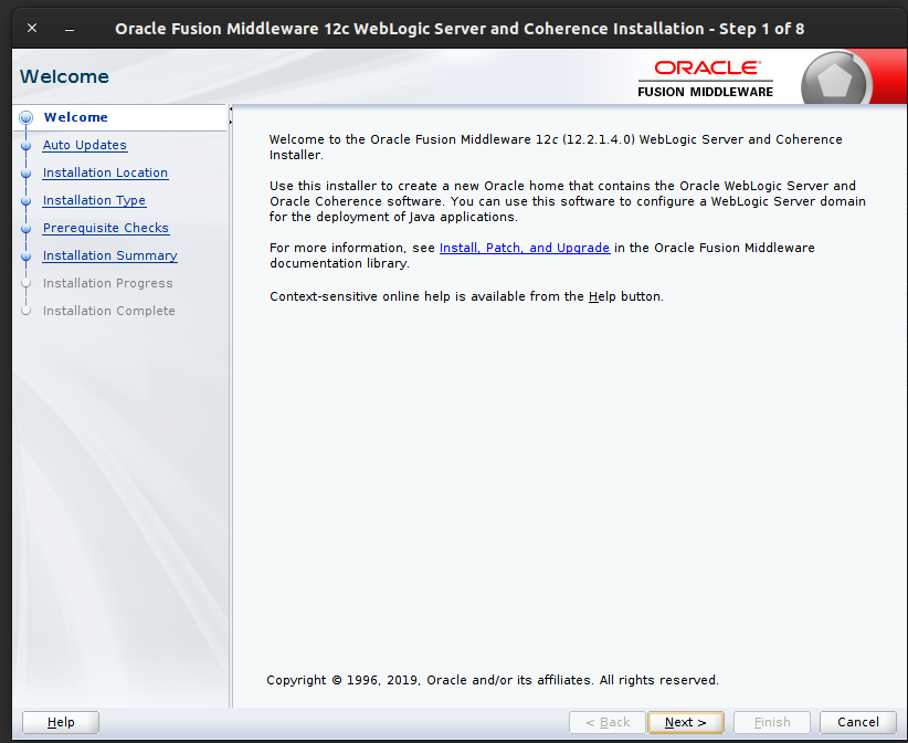 Installing WebLogic Welcome