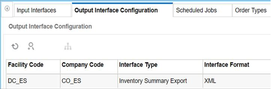 WMS Output Interface Configuration