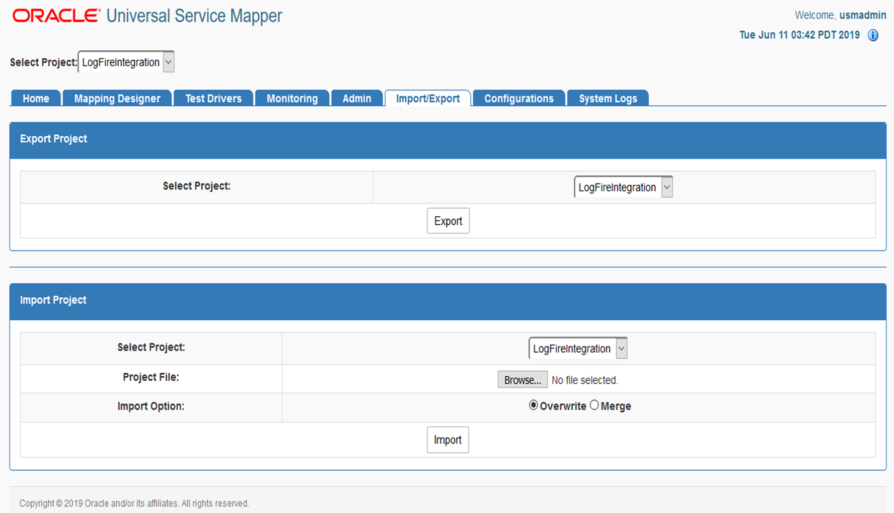 Import/Export Tab