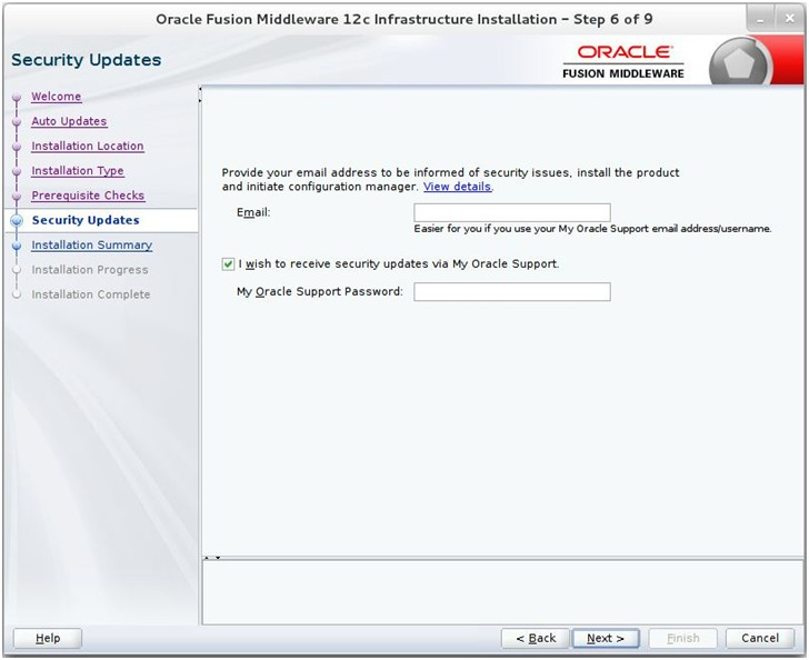 Security Updates window