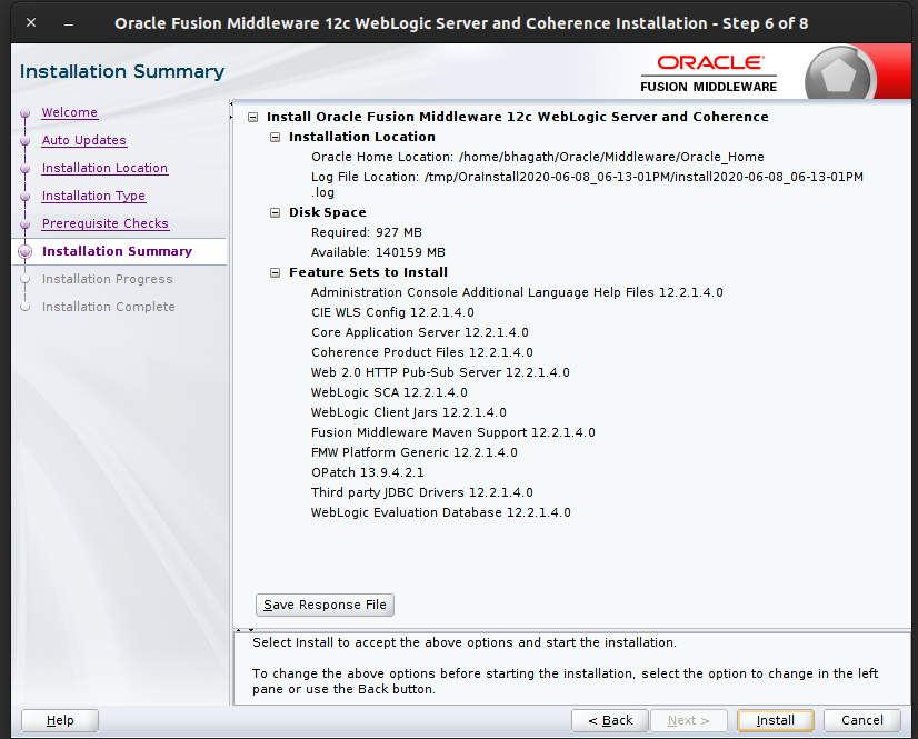 installation summary