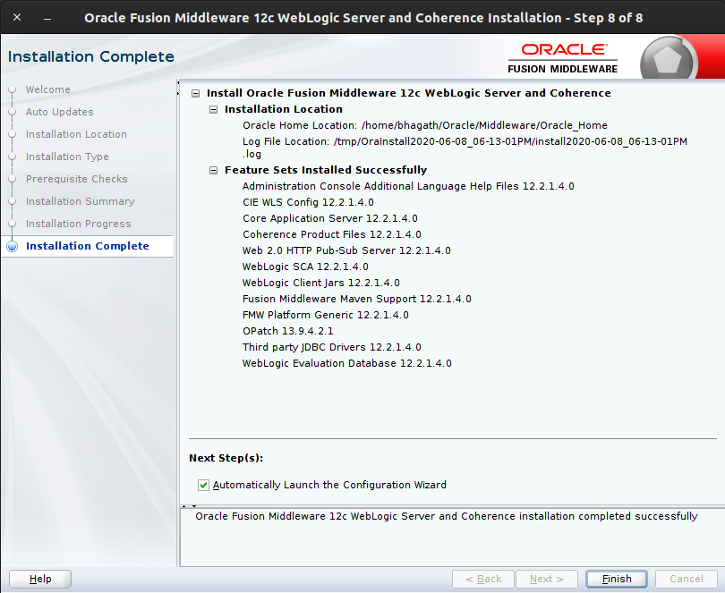 Installation Complete window