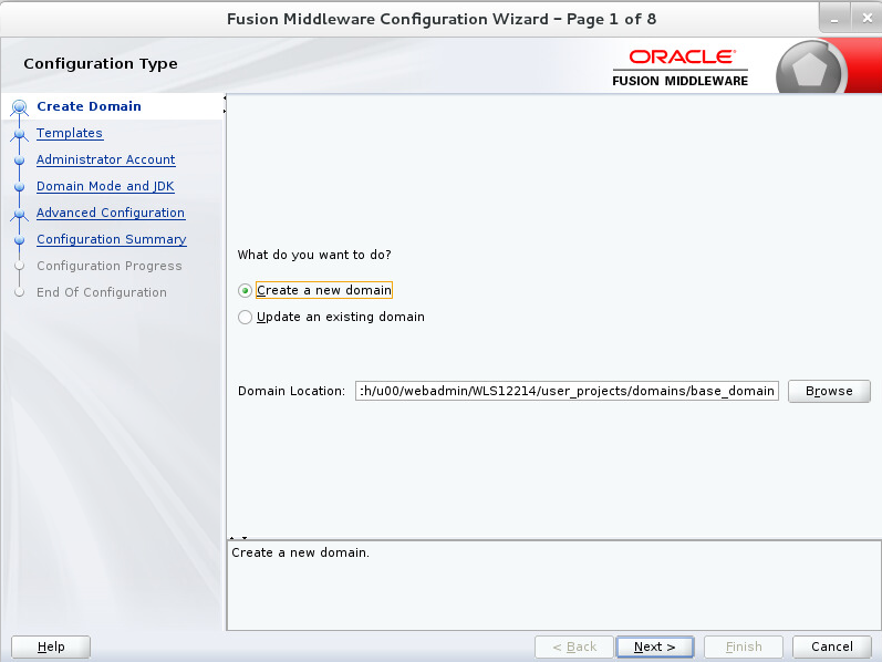 Configuration Type window