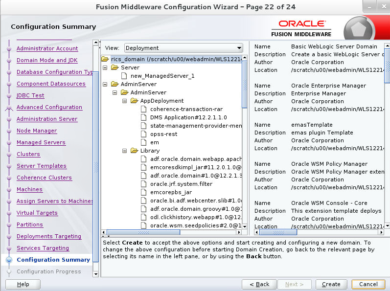 Configuration Summary window