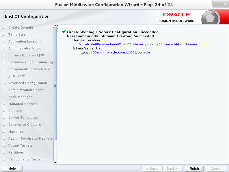 Configuration Success window