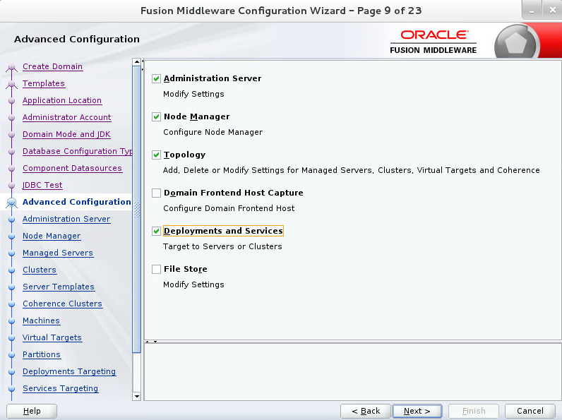 Advanced Configuration window