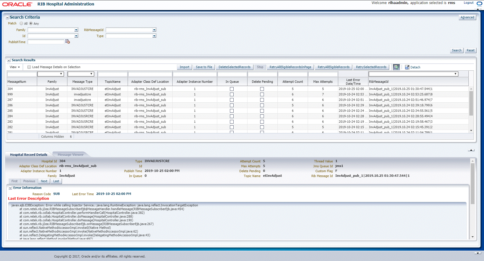 Application Home Page