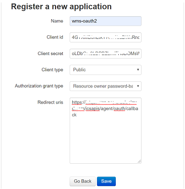 Register a New Application Screen