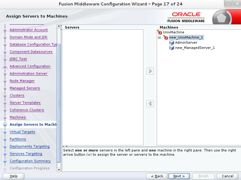 Assign Servers to Machines window