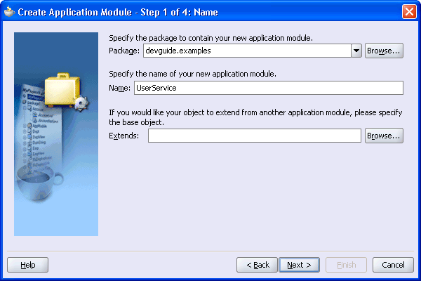 Image of Step 1 of the Create Application Module wizard