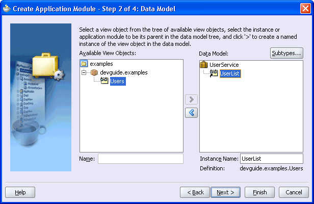 Image of step 2 of the Create Application Module wizard