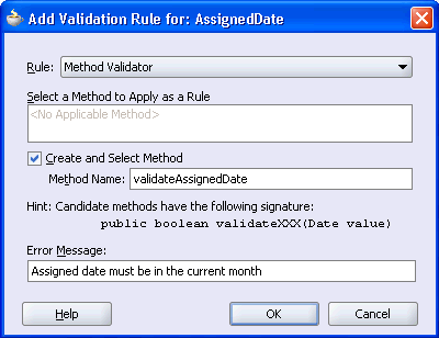 Image of Add Validation Rule dialog