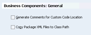 Image shows Business Components general page