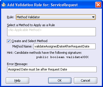 Image of Add Validation rule dialog