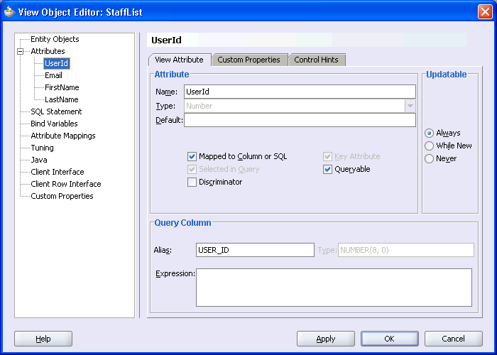 Image of View Object editor