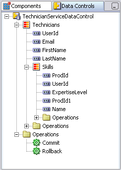 Image of Data Control Palette and setting data bindings