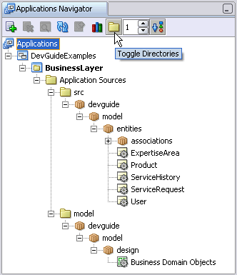 Image of toggling folder sorting in Application Navigator