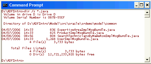 Image of Java files listing in command prompt