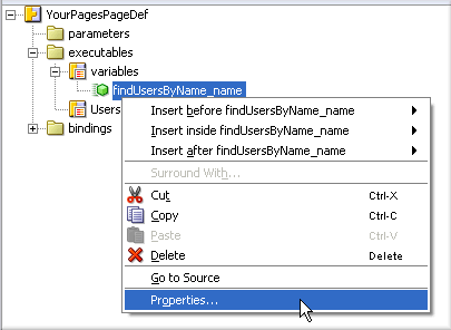 Image of context menus in Application Navigator