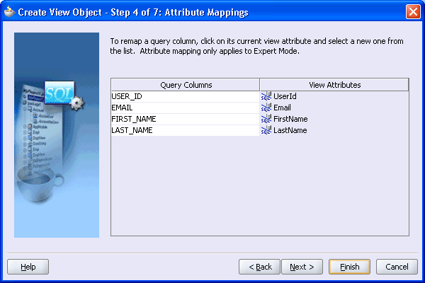 Image of step 4 of the Create View Object wizard