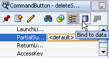 Bind To Data tool is in the Property Inspector toolbar