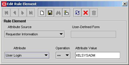 Edit rule element window