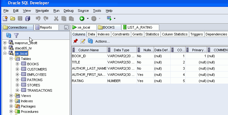 oracle sql developer query result window