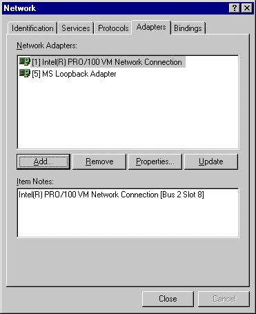 This screenshot shows network adapters.