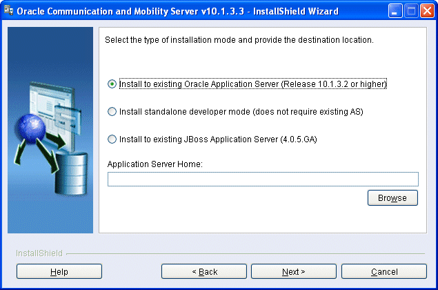OCMS Installation Mode Window