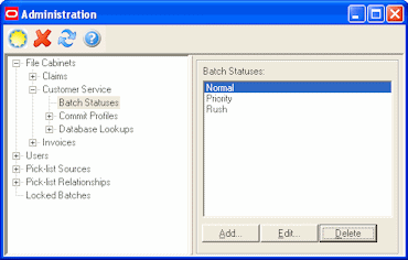 Custom Service Batch Status dialog box