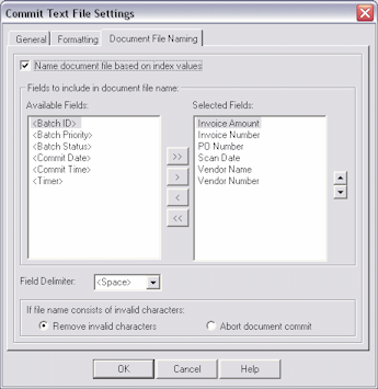 Document File Naming tab