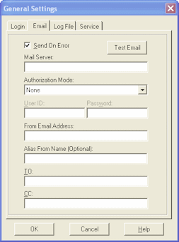 Email tab, Recognition Server General Settings