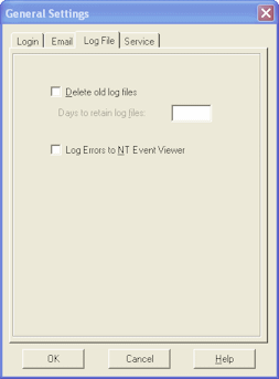 Log File tab of the Recognition Server Settings dialog box