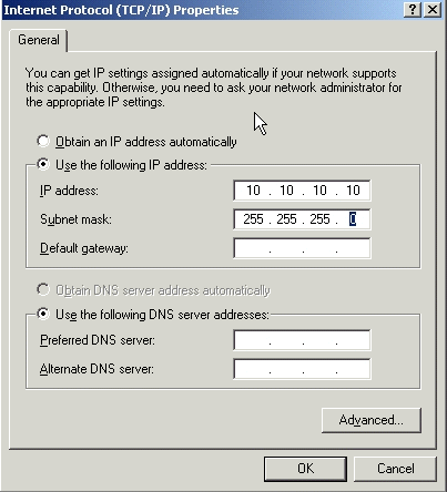 TCP/IP Properties dialog box