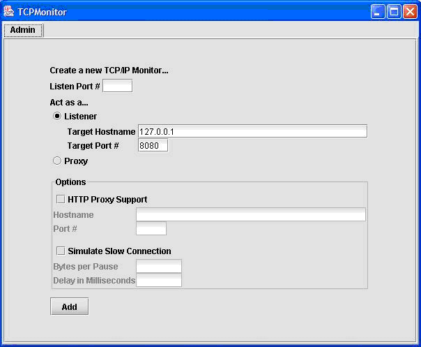 TCPMonitor window